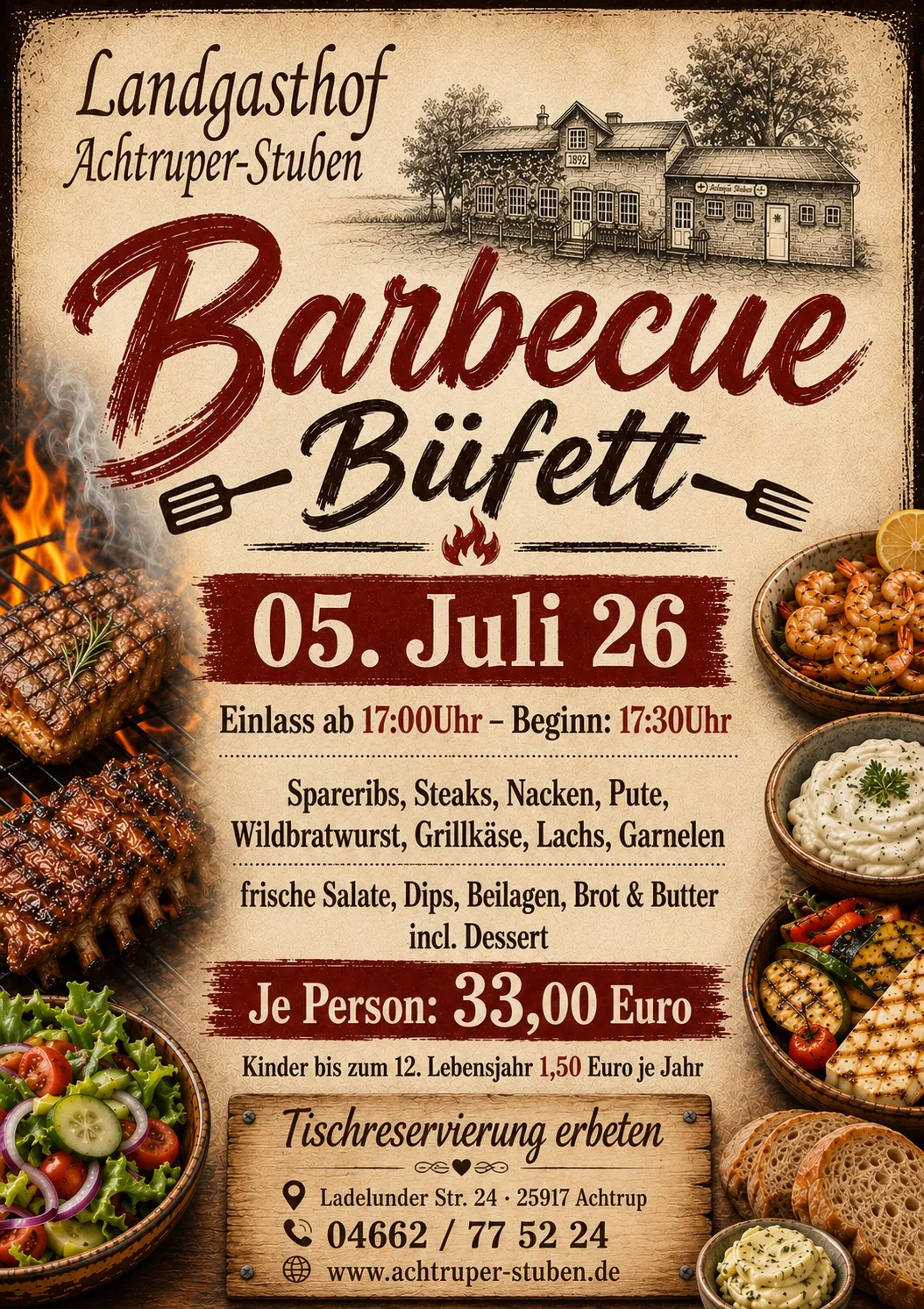 Plakat Barbecue Büfett