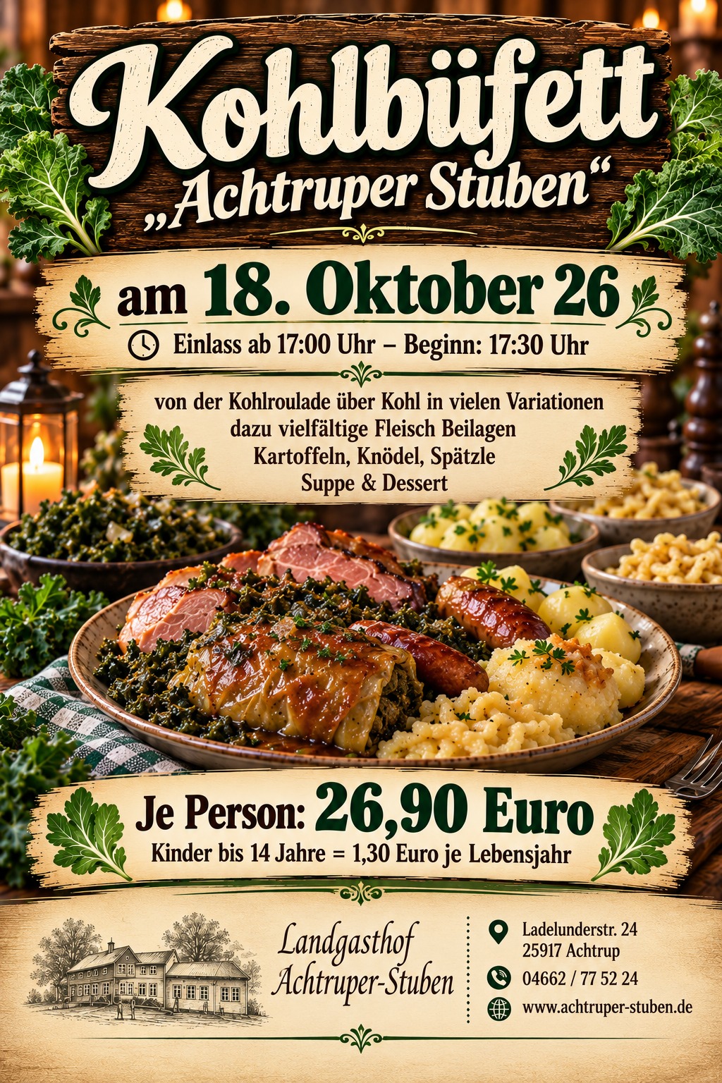 Plakat Kohlbüfett „Achtruper Stuben“